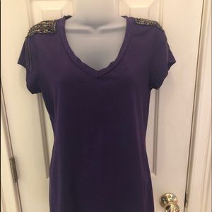 a.n.a Purple Embellished T-Shirt